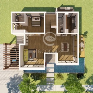 Biệt thự đơn lập: Mặt bằng tầng 1
