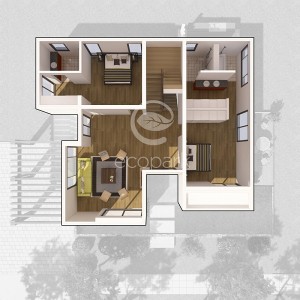 Biệt thự đơn lập: Mặt bằng tầng 2